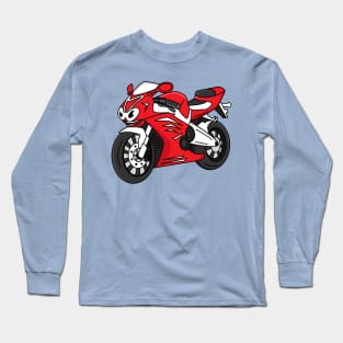 Cute red sports motorcycle cartoon Long Sleeve T-Shirt